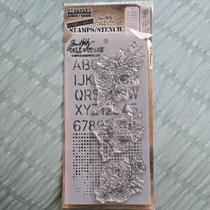 Stampers Anonymous Tim Holtz Collection Stamps and Stencil Set - Silver